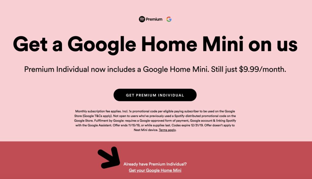 Spotify Free Mini Google Home
